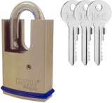 KALE acéllakat - 51mm 60-120 Biztonsági, acéllakat, levágásvédelem, 3 kulccsal, világosszürke, 50.8x88x25mm.