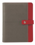 Kalendárium, gyűrűs, betétlapokkal, L, műbőr, SATURNUS, 426, szürke-piros (NKL226SZP)