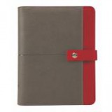 Kalendárium, gyűrűs, betétlapokkal, "L", műbőr, SATURNUS, szürke-piros