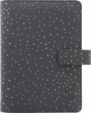 Kalendárium, gyűrűs, betétlapokkal, personal méret, FILOFAX, Confetti, fekete (NFX028722)