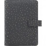 Kalendárium, gyűrűs, betétlapokkal, pocket méret, FILOFAX, "Confetti", fekete