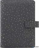 Kalendárium, gyűrűs, betétlapokkal, pocket méret, FILOFAX, "Confetti", fekete