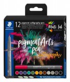 Kalligrafikus filctoll készlet, 2 mm, STAEDTLER Pigment 375, 12 különböző szín (TS375C12)