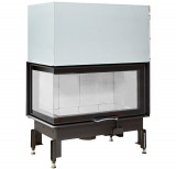 Kályhásbolt.hu 89x49x45 S 2.0 balos saroküveges kandallótűztér liftes ajtóval fehér Keramott béléssel