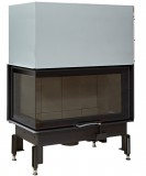 Kályhásbolt.hu 89x49x45 S 2.0 balos saroküveges kandallótűztér liftes ajtóval fekete Keramott béléssel