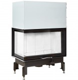 Kályhásbolt.hu 89x49x57 S 2.0 balos saroküveges kandallótűztér liftes ajtóval fehér Keramott béléssel