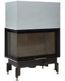 Kályhásbolt.hu 89x49x57 S 2.0 balos saroküveges kandallótűztér liftes ajtóval fekete Keramott béléssel