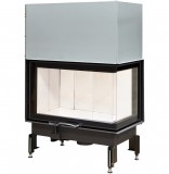 Kályhásbolt.hu 89x49x57 S 2.0 jobbos saroküveges kandallótűztér liftes ajtóval fehér Keramott béléssel