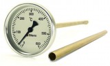 Kályhásbolt.hu Bimetál kemence hőmérő 0-600°C átvezető csővel 20 cm hosszú