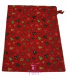 Kámán Lászlóné EV 1171 Bp. Rákoskerti utca 1. Aztadejó Ajándékzsák karácsonyi 38x27 cm piros