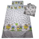 Kámán Lászlóné EV 1171 Bp. Rákoskerti utca 1. Aztadejó baglyos ágynemű zsákba csomagolva 100x135 cm 40x60 cm