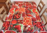 Kámán Lászlóné EV 1171 Bp. Rákoskerti utca 1. Aztadejó piros gyümölcsös asztalterítő 120x150 cm