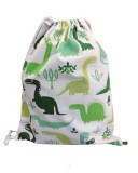 Kámán Lászlóné EV 1171 Bp. Rákoskerti utca 1. Aztadejó zöld dínós tornazsák 30x40 cm