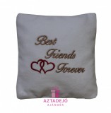 Kámán Lászlóné EV 1171 Bp. Rákoskerti utca 1. BFF csuklópárna fehér 17x17 cm barna piros felirat