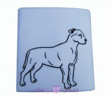 Kámán Lászlóné EV 1171 Bp. Rákoskerti utca 1. Hímzett kutyás polár takaró fehér fekete hímzéssel