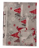 Kámán Lászlóné EV 1171 Bp. Rákoskerti utca 1. Karácsonyi asztalterítő hóban ülő piros sapkás iker manók 120x160 cm és 160x220 cm méretben