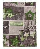 Kámán Lászlóné EV 1171 Bp. Rákoskerti utca 1. Karácsonyi asztalterítő zöld csillagos 120x160 cm