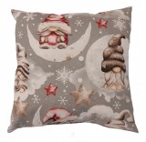 Kámán Lászlóné EV 1171 Bp. Rákoskerti utca 1. Karácsonyi manók párna töltött 39x39 cm