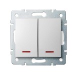 KANLUX 25070 LOGI 02-1023-102 Jelzőfényes dupla nyomókapcsoló 10AX - 250V~