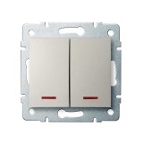 KANLUX 25130 LOGI 02-1023-103 Jelzőfényes dupla nyomókapcsoló 10AX - 250V~