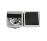 Kanlux Egypólusú kapcsoló és Schuko aljzat érintkezés védelemmel TEKNO