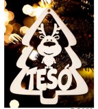 Karácsonyfa dísz, Tesó, fenyőfa és rénszarvas