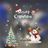 Karácsonyfa és hóember mintás/35x50cm páraálló karácsonyi ablakdísz (IRIS_173-03)