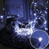 Karácsonyi 100 Led fényfüzér, IP44, kültérre is! 100 db Mikro- Ledes Nano hideg fehér Leddel, ezüst vezetékkel. Csak világít, időzítős!