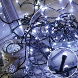 Karácsonyi 100 Led fényfüzér, rizsszem IP44, kültérre is! Hideg fehér Leddel, 8 funkció, villogtató, memória. Life Light Led.