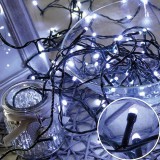 Karácsonyi 300 Led fényfüzér, rizsszem IP44, kültérre is! Hideg fehér Leddel, 8 funkció, villogtató, memória. Life Light Led.