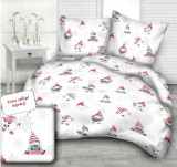 Karácsonyi ágynemű huzat szett - fehér alapon korcsolyázó manó mintával