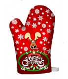 Karácsonyi edényfogó kesztyű, karácsonyi rénszarvas mintával