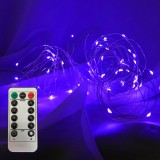 Karácsonyi fényfüzér, 100 db Nano mikró Led, lila Leddel, 8 funkciós vezérlővel! 5V, USB csatlakozós! Life Light Led 2 év garancia!