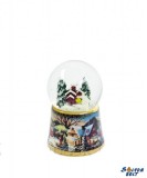 Karácsonyi havazós gömb, hógömb, téli táj, 7,5 cm, kis hibával