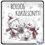 Karácsonyi hűtőmágnes, hóember, cica, nyuszi