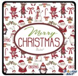 Karácsonyi hűtőmágnes, Merry Christmas, apró figurák