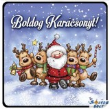 Karácsonyi hűtőmágnes, Mikulás és szarvasai