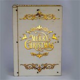 Karácsonyi könyv mintás 23x16x4,5cm/meleg fehér LED-es fa fénydekoráció (IRIS_306-01)