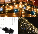 Karácsonyi kültéri jégcsap fényfüzér 6 méter 100 LED Meleg fehér