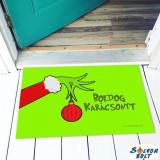 Karácsonyi lábtörlő, zöld manó