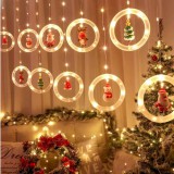 Karácsonyi Led függöny, 10 db köralakú karácsonyi figurával, 8 funkciós vezérlővel, 110 db meleg fehér Leddel, időzítős, USB csatlakozós. Life Light Led 2 év garancia!