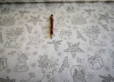 Karácsonyi motívumos pamutvászon fehér alapon - 160 cm