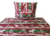 Karácsonyi piros - zöld Merry Christmas sávos mintás 3 részes ágynemű huzat szett - 140x200 cm