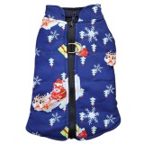 Karácsonyi Rénszarvas Mintás Bélelt Kutyakabát, kék, L-es