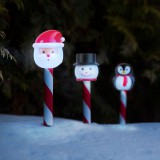 Karácsonyi szolár lámpa - LED - Mikulás, hóember, pingvin - 36,5 x 6 x 6 cm