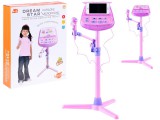 Karaoke Szett-Mikrofon-Zenei Állvánnyal-Hang és Fényhatásokkal-Telefontartóval-Rózsaszín