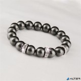 Karkötő, fekete SWAROVSKI® gyöngyből, fehér rondella kristállyal, 10mm, ART CRYSTELLA® M