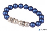 Karkötő, sötétkék-fehér SWAROVSKI® gyöngyből, fehér rondella kristállyal, 10mm, ART CRYSTELLA® M