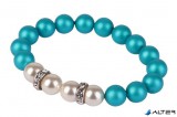 Karkötő, türkiz-fehér SWAROVSKI® gyöngyből, fehér rondella kristállyal, 10mm, ART CRYSTELLA® M