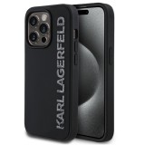 Karl Lagerfeld 3D Rubber Glitter Logo iPhone 13 Pro csillámos hátlap tok, fekete